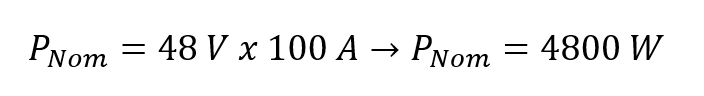 Formula: PNom=48 V x 100 A→PNom=4800 W